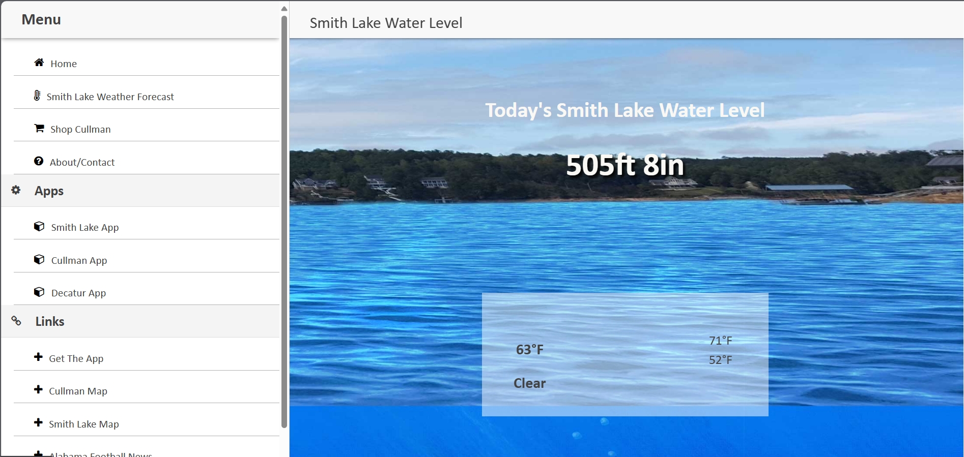Smith lake water website